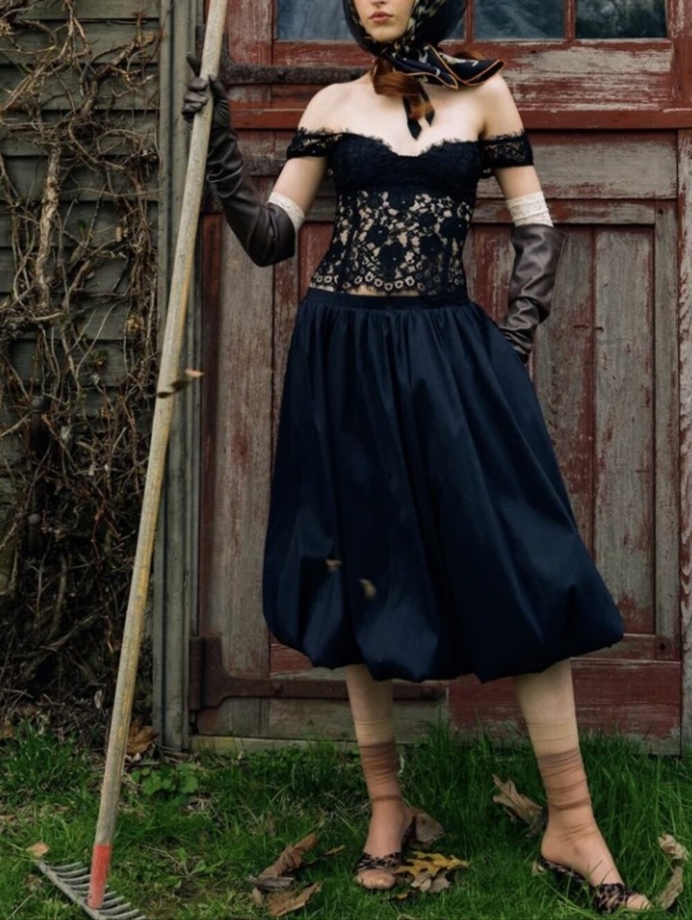 For Love And Lemons Waverly Midi Bubble Skirt Lined Black S NWT